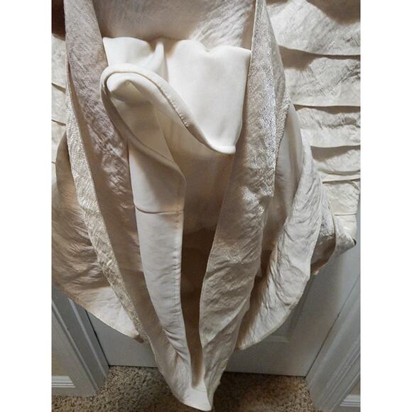 London Times Champagne Ruffle Evening Formal Wedding Cocktail Party Dress Sz. 18 - Picture 6 of 9